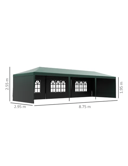 Outsunny Garden Gazebo Marquee Party Wedding Tent Canopy (9m x 3m) - Green