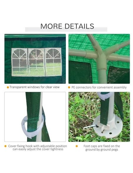 Outsunny Garden Gazebo Marquee Party Wedding Tent Canopy (9m x 3m) - Green
