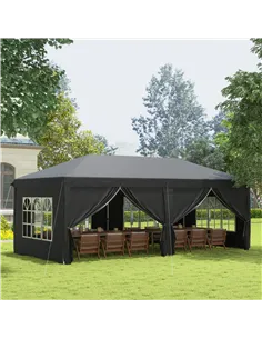 Outsunny 3 x 6 m Pop Up Gazebo with Sides and Windows, Height Adjustable Wedding Camping Party Tent Canopy Marquee with Storage  2
