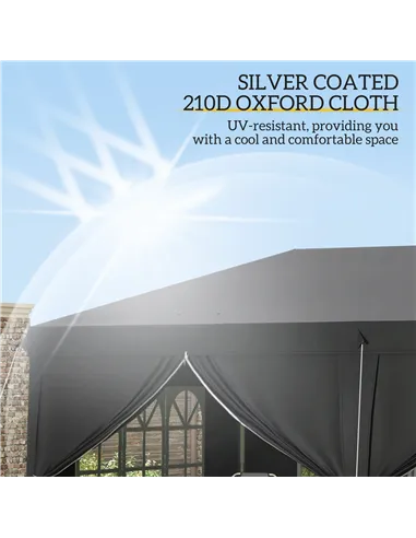 Outsunny 3 x 6 m Pop Up Gazebo with Sides and Windows, Height Adjustable Wedding Camping Party Tent Canopy Marquee with Storage 