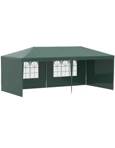 Outsunny 6x3 m Party Tent Gazebo Marquee Outdoor Patio Canopy Shelter with Windows and Side Panels, Green