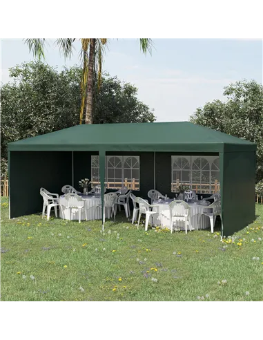Outsunny 6x3 m Party Tent Gazebo Marquee Outdoor Patio Canopy Shelter with Windows and Side Panels, Green
