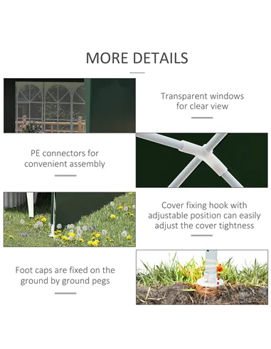 Outsunny 6x3 m Party Tent Gazebo Marquee Outdoor Patio Canopy Shelter with Windows and Side Panels, Green