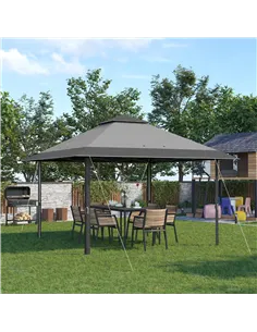 Outsunny 4 x 4m Pop-up Gazebo Double Roof Canopy Tent with UV Proof, Roller Bag & 3-Level Height Adjustable Outdoor Party, Steel 2