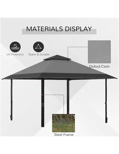 Outsunny 4 x 4m Pop-up Gazebo Double Roof Canopy Tent with UV Proof, Roller Bag & 3-Level Height Adjustable Outdoor Party, Steel