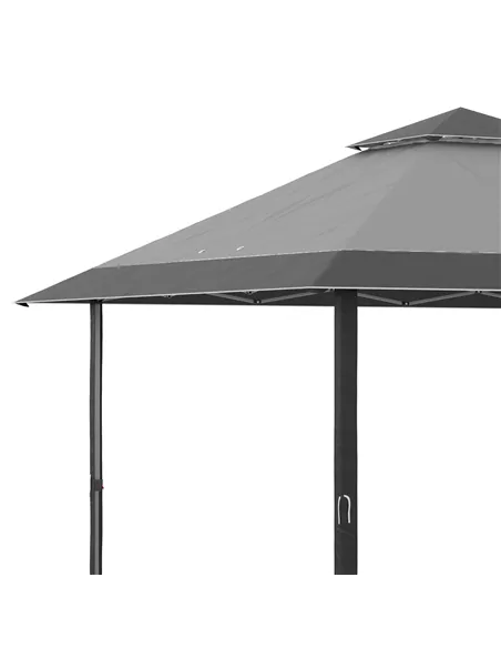 Outsunny 4 x 4m Pop-up Gazebo Double Roof Canopy Tent with UV Proof, Roller Bag & 3-Level Height Adjustable Outdoor Party, Steel