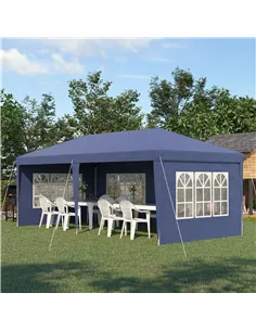 Outsunny 3 x 6m Pop Up Gazebo, Height Adjustable Marquee Party Tent with Sidewalls and Storage Bag, Blue 2