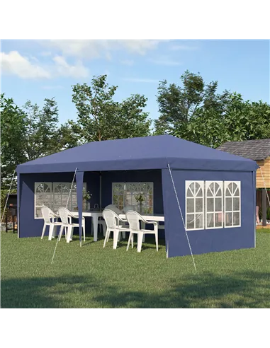 Outsunny 3 x 6m Pop Up Gazebo, Height Adjustable Marquee Party Tent with Sidewalls and Storage Bag, Blue