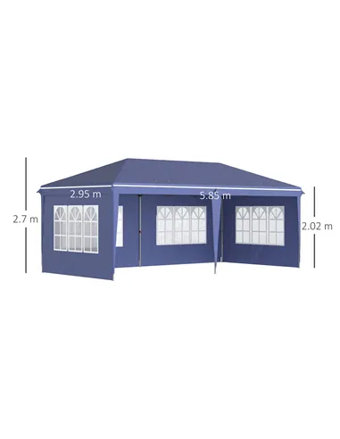 Outsunny 3 x 6m Pop Up Gazebo, Height Adjustable Marquee Party Tent with Sidewalls and Storage Bag, Blue