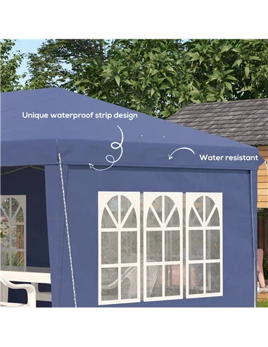 Outsunny 3 x 6m Pop Up Gazebo, Height Adjustable Marquee Party Tent with Sidewalls and Storage Bag, Blue