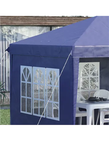 Outsunny 3 x 6m Pop Up Gazebo, Height Adjustable Marquee Party Tent with Sidewalls and Storage Bag, Blue