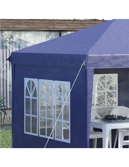 Outsunny 3 x 6m Pop Up Gazebo, Height Adjustable Marquee Party Tent with Sidewalls and Storage Bag, Blue