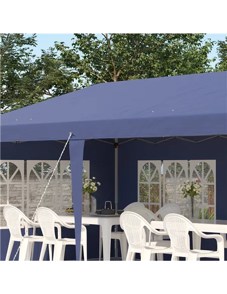 Outsunny 3 x 6m Pop Up Gazebo, Height Adjustable Marquee Party Tent with Sidewalls and Storage Bag, Blue
