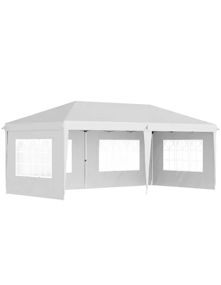 Outsunny 3 x 6m Pop Up Gazebo, Height Adjustable Marquee Party Tent with Sidewalls and Storage Bag, White