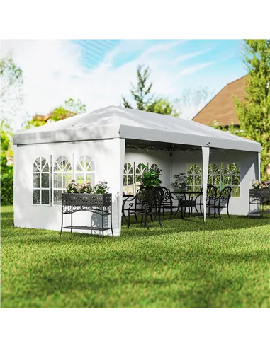 Outsunny 3 x 6m Pop Up Gazebo, Height Adjustable Marquee Party Tent with Sidewalls and Storage Bag, White