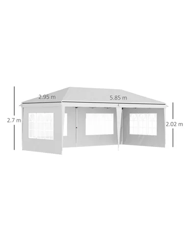 Outsunny 3 x 6m Pop Up Gazebo, Height Adjustable Marquee Party Tent with Sidewalls and Storage Bag, White