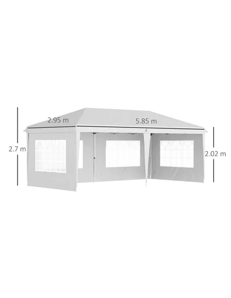 Outsunny 3 x 6m Pop Up Gazebo, Height Adjustable Marquee Party Tent with Sidewalls and Storage Bag, White