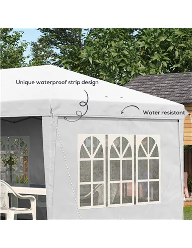 Outsunny 3 x 6m Pop Up Gazebo, Height Adjustable Marquee Party Tent with Sidewalls and Storage Bag, White