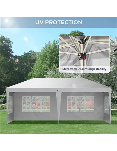 Outsunny 3 x 6m Pop Up Gazebo, Height Adjustable Marquee Party Tent with Sidewalls and Storage Bag, White