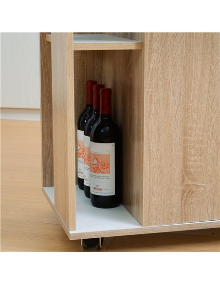 HOMCOM Kitchen Storage Trolley Cart Cupboard Rolling Island Shelves Cabinet With Door and Drawer Locking Wheels
