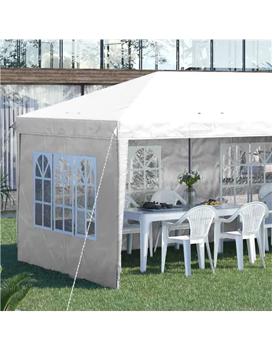Outsunny 3 x 6m Pop Up Gazebo, Height Adjustable Marquee Party Tent with Sidewalls and Storage Bag, White