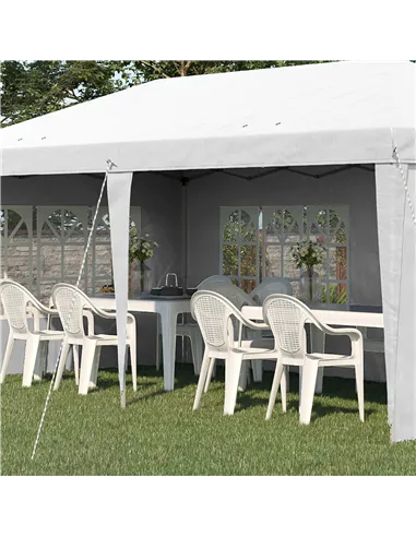 Outsunny 3 x 6m Pop Up Gazebo, Height Adjustable Marquee Party Tent with Sidewalls and Storage Bag, White