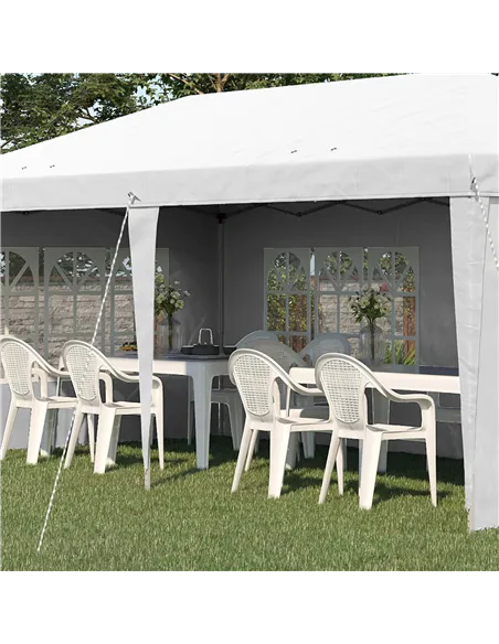 Outsunny 3 x 6m Pop Up Gazebo, Height Adjustable Marquee Party Tent with Sidewalls and Storage Bag, White