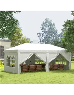 Outsunny 3 x 6 m Garden Pop Up Gazebo, Wedding Party Tent Marquee, Water Resistant Awning Canopy with Sidewalls, Windows, Carry  2