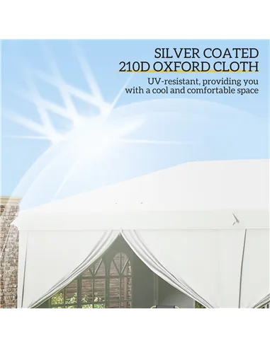 Outsunny 3 x 6 m Garden Pop Up Gazebo, Wedding Party Tent Marquee, Water Resistant Awning Canopy with Sidewalls, Windows, Carry 