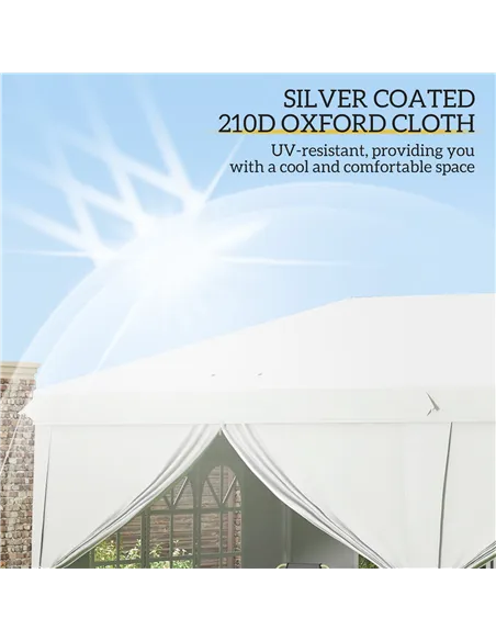 Outsunny 3 x 6 m Garden Pop Up Gazebo, Wedding Party Tent Marquee, Water Resistant Awning Canopy with Sidewalls, Windows, Carry 