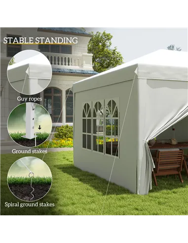 Outsunny 3 x 6 m Garden Pop Up Gazebo, Wedding Party Tent Marquee, Water Resistant Awning Canopy with Sidewalls, Windows, Carry 