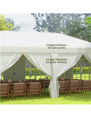 Outsunny 3 x 6 m Garden Pop Up Gazebo, Wedding Party Tent Marquee, Water Resistant Awning Canopy with Sidewalls, Windows, Carry 