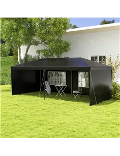 Outsunny 6 x 3 m Party Tent Gazebo Marquee Outdoor Patio Canopy Shelter with Windows and Side Panels Black 2