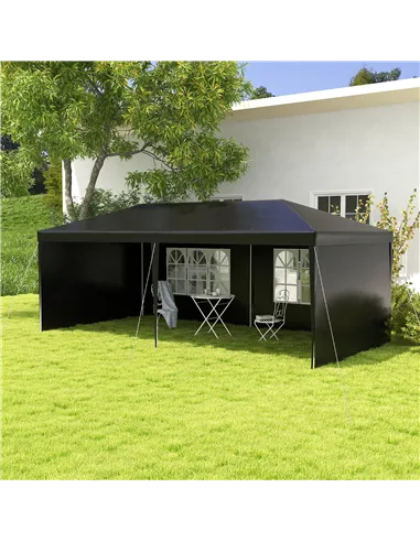 Outsunny 6 x 3 m Party Tent Gazebo Marquee Outdoor Patio Canopy Shelter with Windows and Side Panels Black