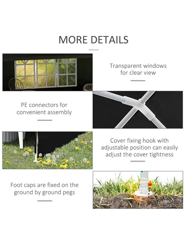 Outsunny 6 x 3 m Party Tent Gazebo Marquee Outdoor Patio Canopy Shelter with Windows and Side Panels Black