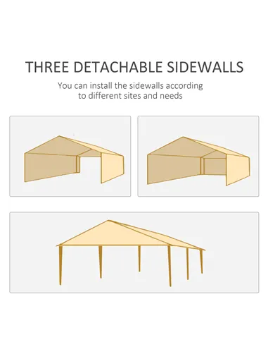 Outsunny 6 x 3 m Party Tent Gazebo Marquee Outdoor Patio Canopy Shelter with Windows and Side Panels Black