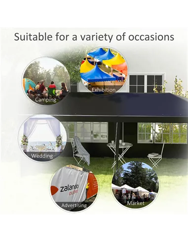 Outsunny 6 x 3 m Party Tent Gazebo Marquee Outdoor Patio Canopy Shelter with Windows and Side Panels Black