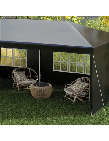 Outsunny 6 x 3 m Party Tent Gazebo Marquee Outdoor Patio Canopy Shelter with Windows and Side Panels Black