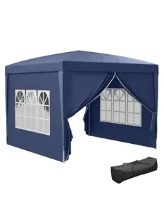 Outsunny 3 x 3(m) Pop Up Gazebo, Water and UV Resistant Party Tent Camping Canopy Marquee with Carry Bag, Blue