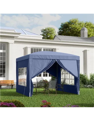 Outsunny 3 x 3(m) Pop Up Gazebo, Water and UV Resistant Party Tent Camping Canopy Marquee with Carry Bag, Blue