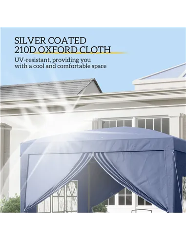 Outsunny 3 x 3(m) Pop Up Gazebo, Water and UV Resistant Party Tent Camping Canopy Marquee with Carry Bag, Blue