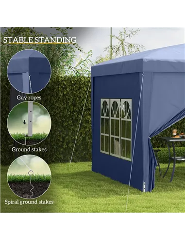 Outsunny 3 x 3(m) Pop Up Gazebo, Water and UV Resistant Party Tent Camping Canopy Marquee with Carry Bag, Blue