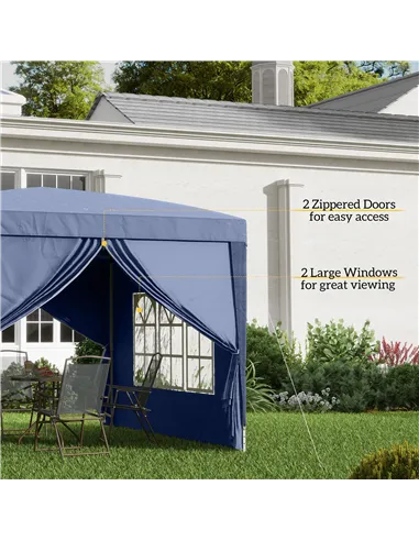 Outsunny 3 x 3(m) Pop Up Gazebo, Water and UV Resistant Party Tent Camping Canopy Marquee with Carry Bag, Blue