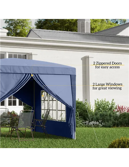 Outsunny 3 x 3(m) Pop Up Gazebo, Water and UV Resistant Party Tent Camping Canopy Marquee with Carry Bag, Blue