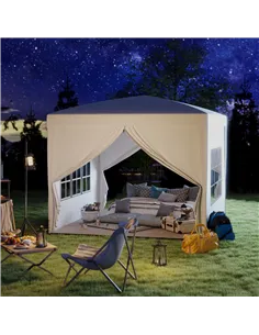 Outsunny 3 x 3m Pop Up Gazebo, Wedding Party Canopy Tent Marquee with Carry Bag and Windows, White 2