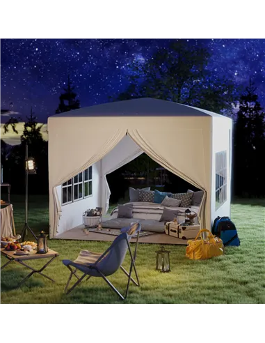 Outsunny 3 x 3m Pop Up Gazebo, Wedding Party Canopy Tent Marquee with Carry Bag and Windows, White