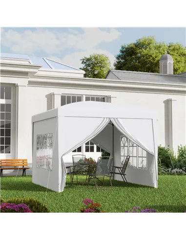 Outsunny 3 x 3m Pop Up Gazebo, Wedding Party Canopy Tent Marquee with Carry Bag and Windows, White