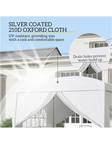 Outsunny 3 x 3m Pop Up Gazebo, Wedding Party Canopy Tent Marquee with Carry Bag and Windows, White