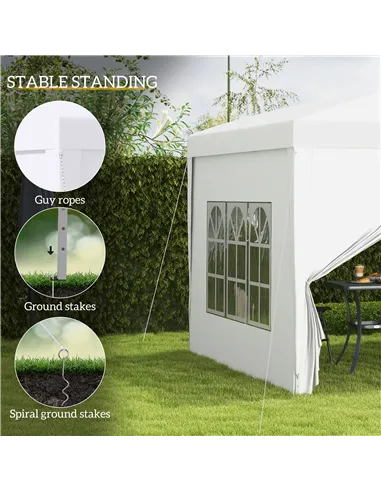 Outsunny 3 x 3m Pop Up Gazebo, Wedding Party Canopy Tent Marquee with Carry Bag and Windows, White
