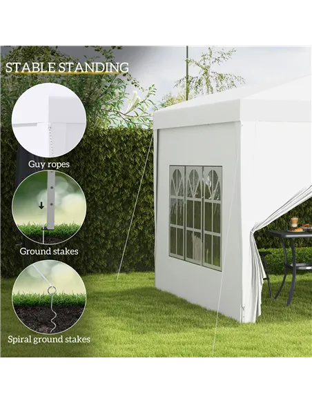 Outsunny 3 x 3m Pop Up Gazebo, Wedding Party Canopy Tent Marquee with Carry Bag and Windows, White